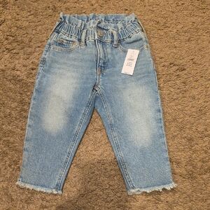 GAP Light Blue Elastic Waist Denim Jeans with Frayed Hem